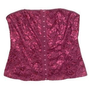 beautiful corset flower pattern detailed top in the color burgundy